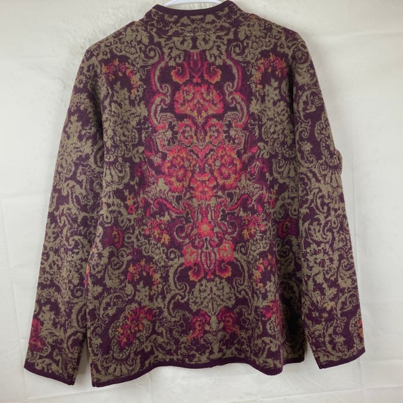VTG 90s Pendleton Cardigan Women S Purple Wool Full Zip Paisley Jacquard Sweater - Picture 5 of 5